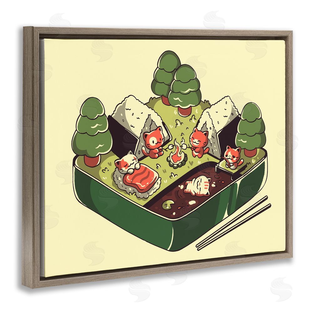 Tobe Fonseca Kawaii Sushi Camp Bento Brown Floating Frame Canvas Wall Art Print