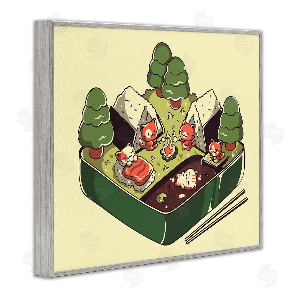 Tobe Fonseca Kawaii Sushi Camp Bento Gray Framed Giclee Wall Art Print