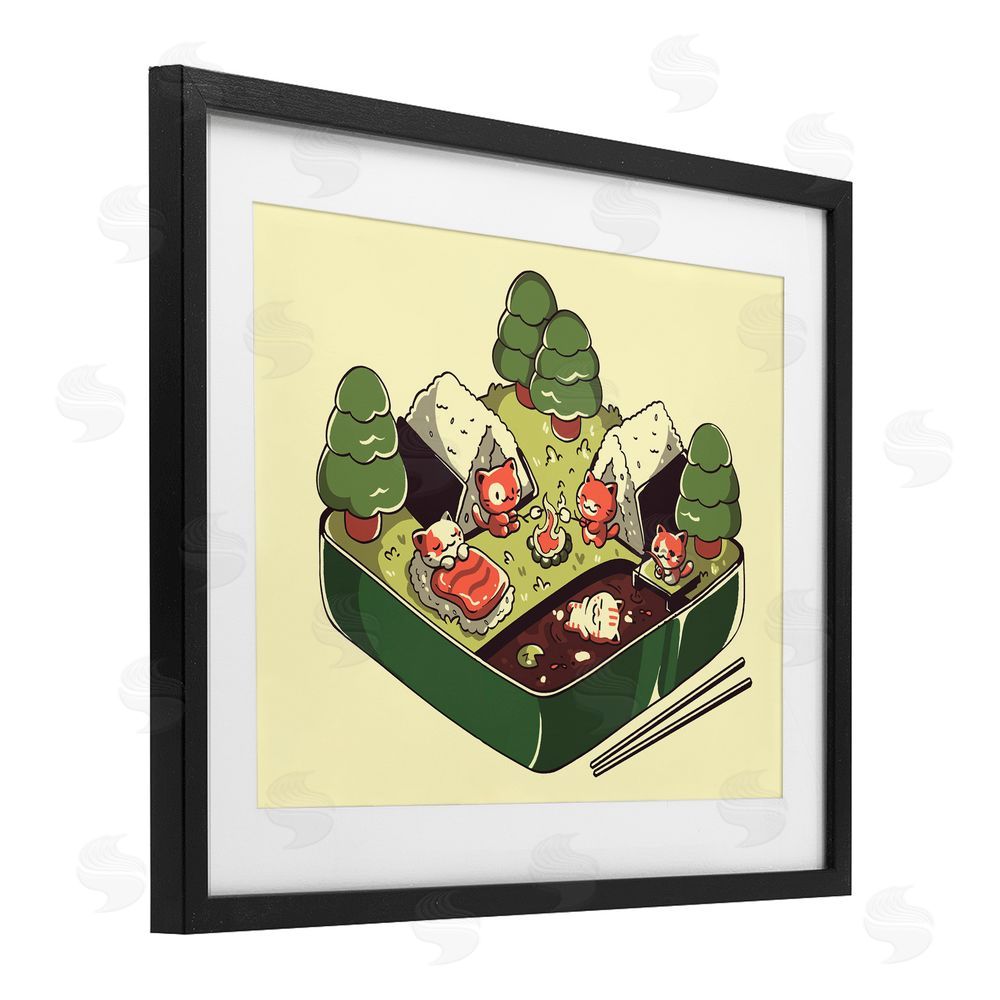 Tobe Fonseca Kawaii Sushi Camp Bento Black Framed Print Under Glass Wall Art
