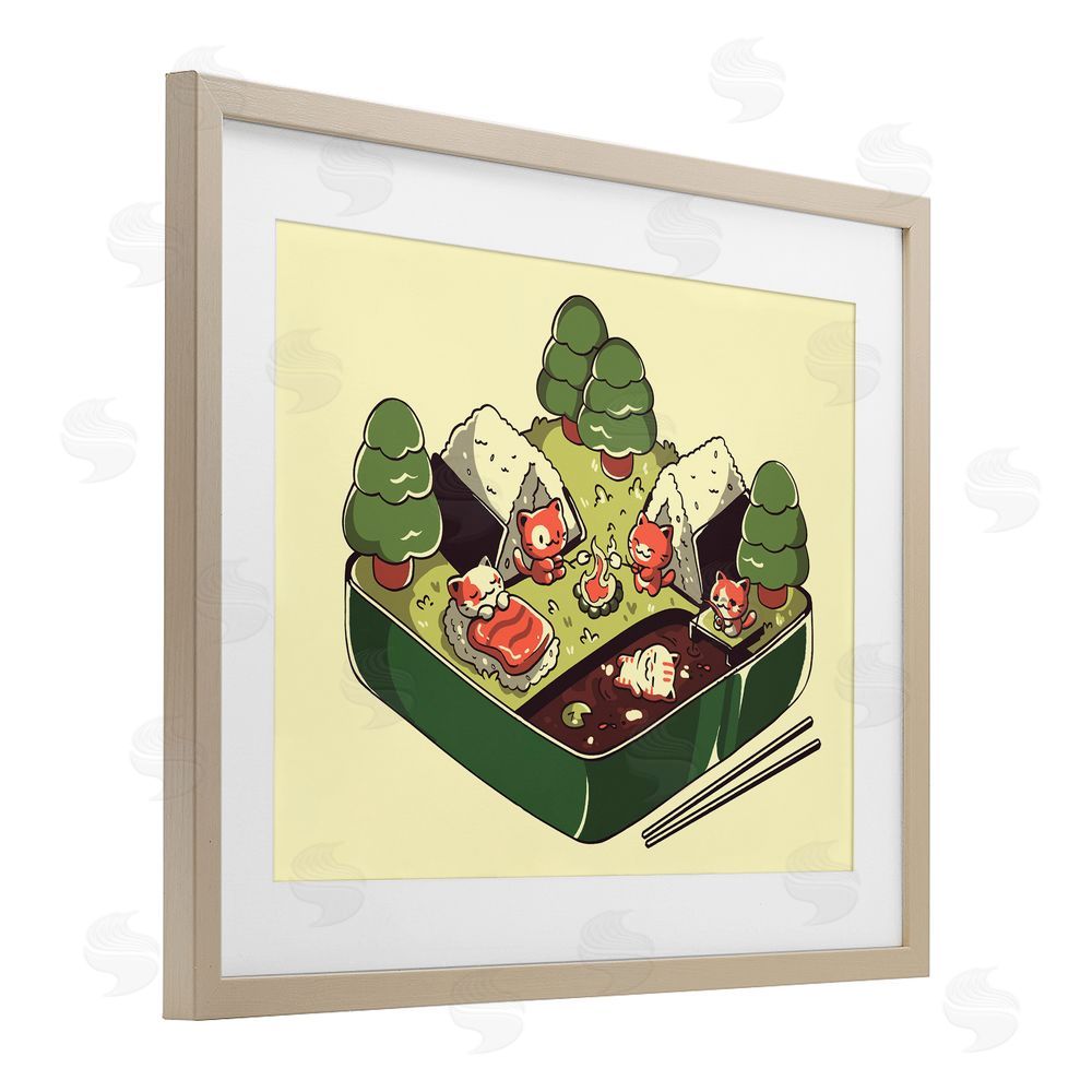 Tobe Fonseca Kawaii Sushi Camp Bento Brown Framed Print Under Glass Wall Art