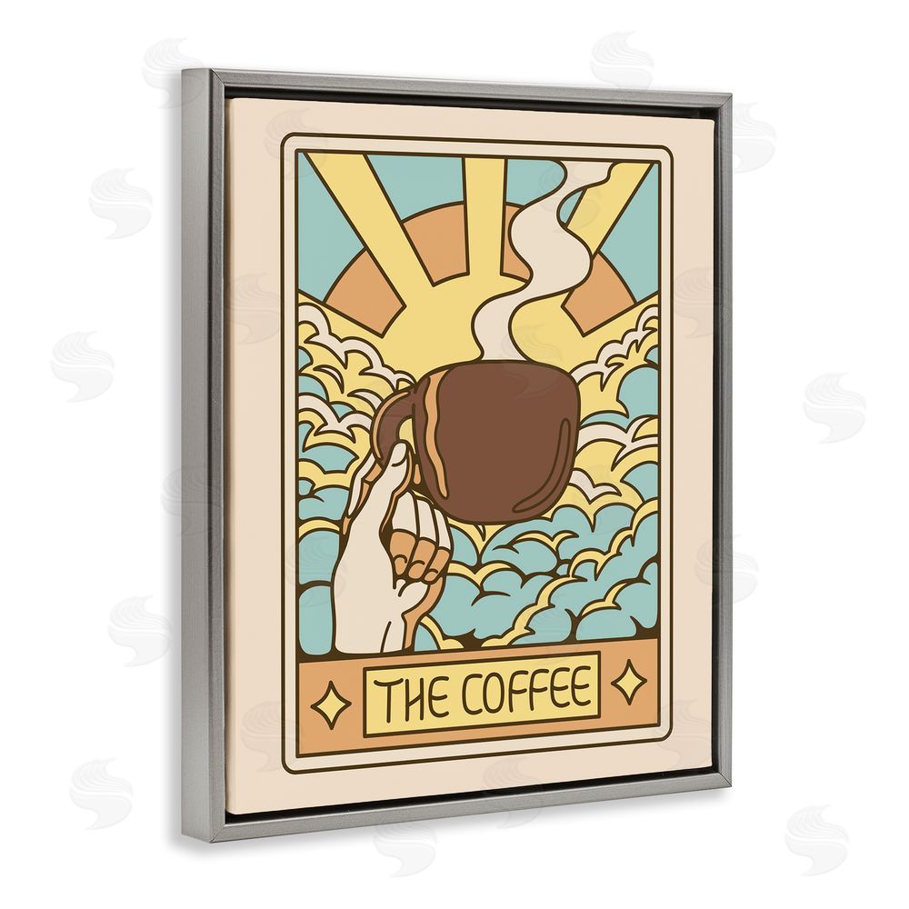 Tobe Fonseca The Coffee Muted Tarot Gray Floating Frame Canvas Wall Art Print