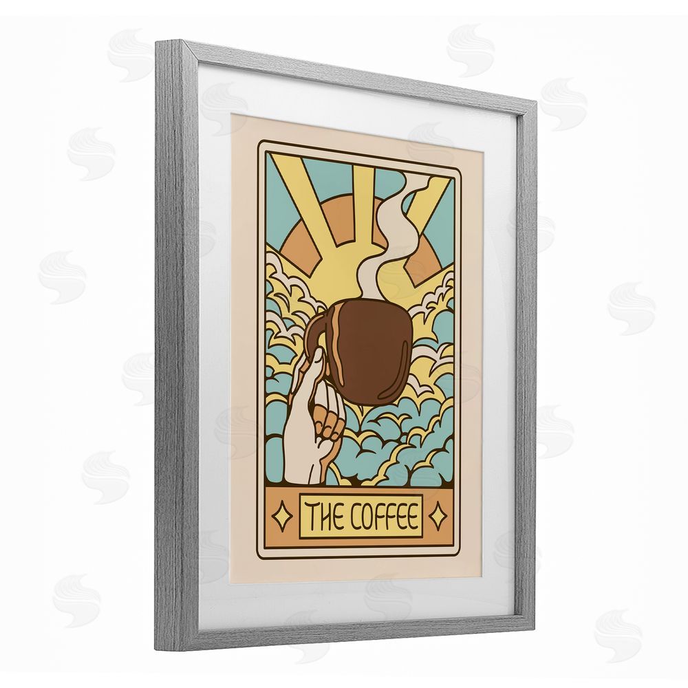 Tobe Fonseca The Coffee Muted Tarot Gray Framed Print Under Glass Wall Art