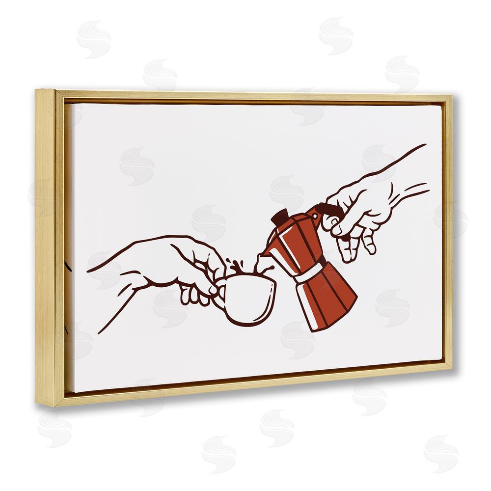 Tobe Fonseca Creation Of Coffee Classic Parody Gold Floating Frame Canvas Wall Art Print