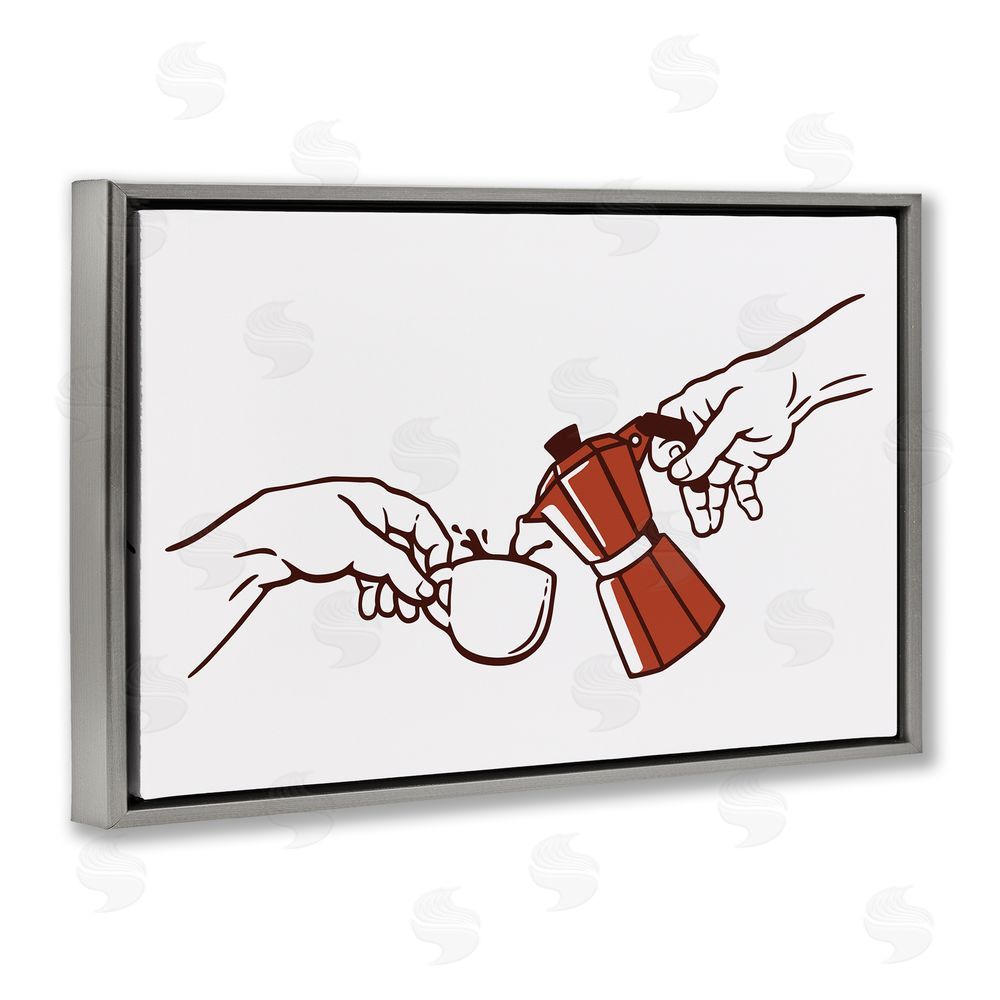 Tobe Fonseca Creation Of Coffee Classic Parody Gray Floating Frame Canvas Wall Art Print