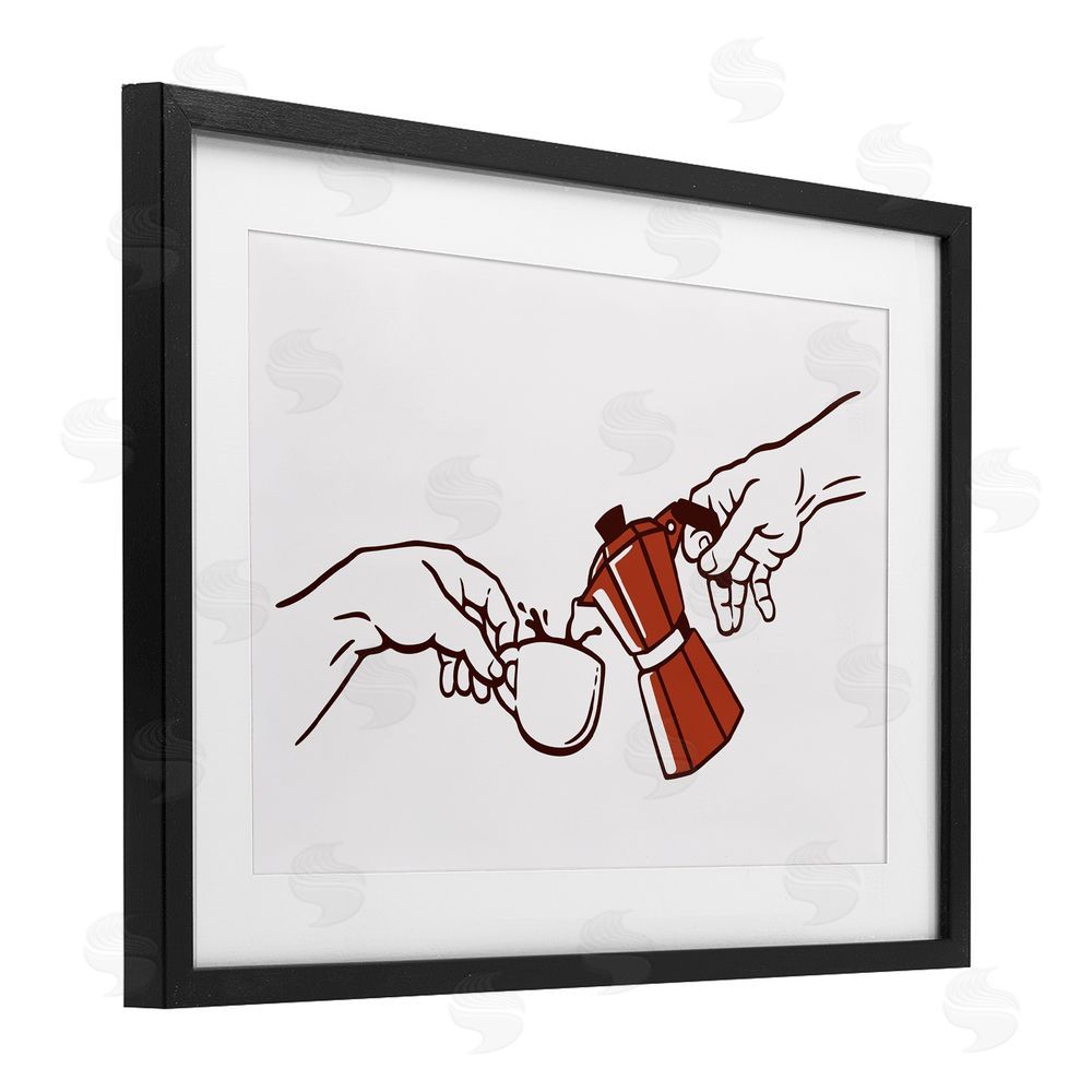 Tobe Fonseca Creation Of Coffee Classic Parody Black Framed Print Under Glass Wall Art