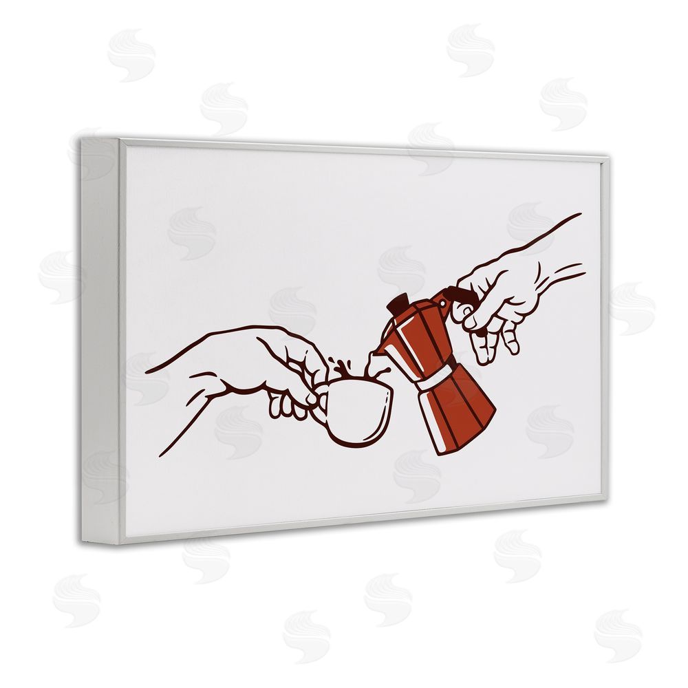 Tobe Fonseca Creation Of Coffee Classic Parody White Framed Giclee Wall Art Print