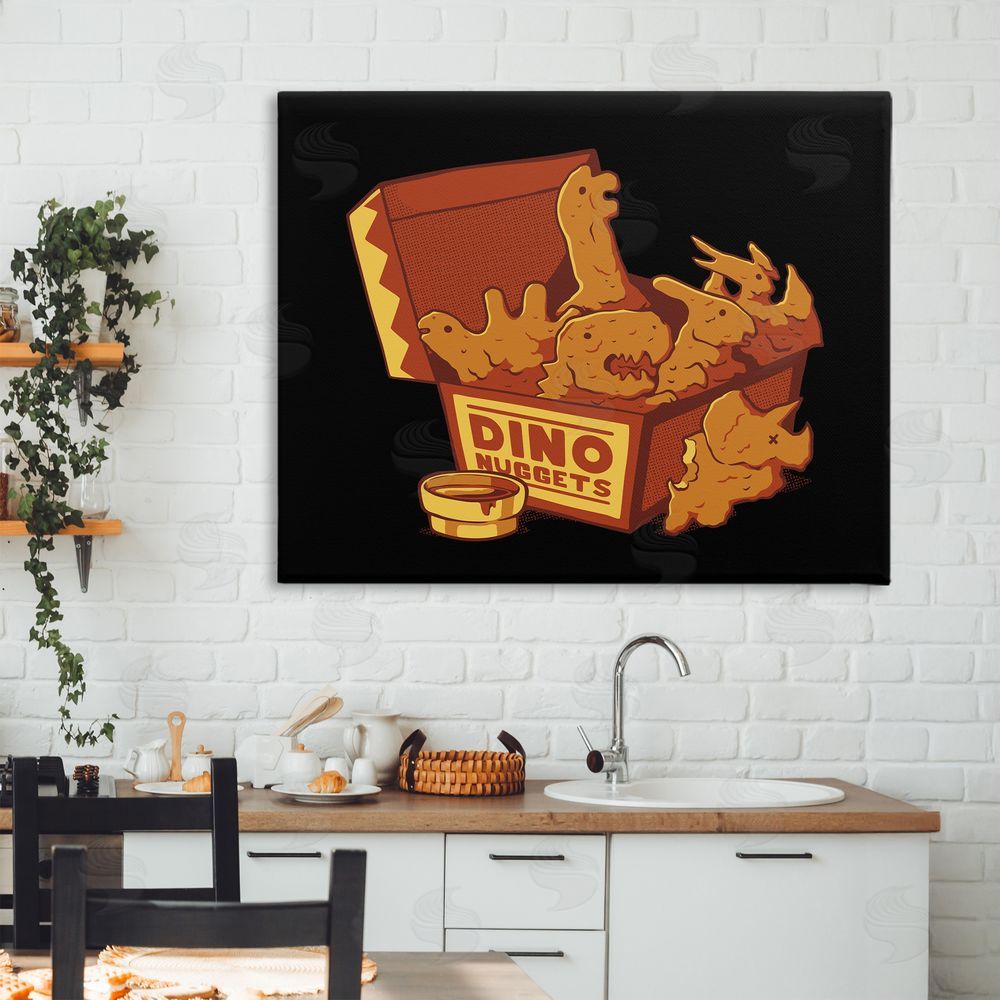 Tobe Fonseca Dino Nuggets with Sauce Stretched Canvas Wall Art in Room