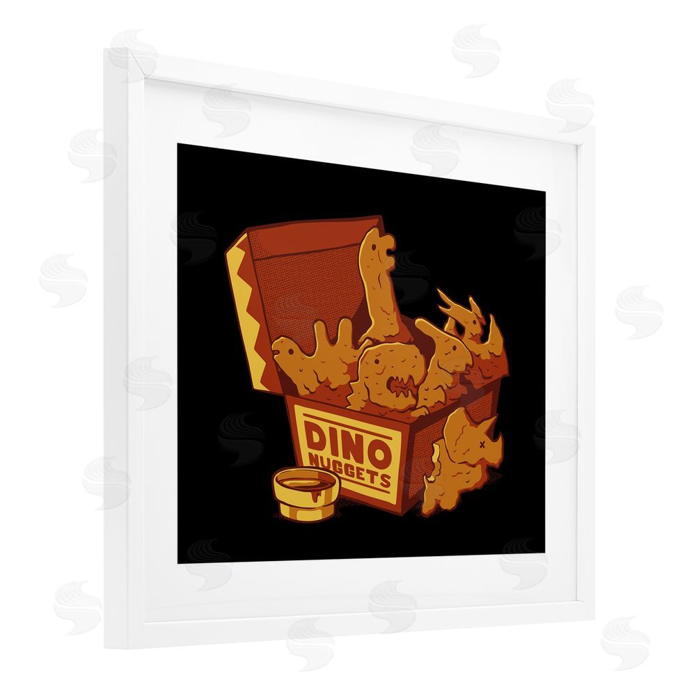 Tobe Fonseca Dino Nuggets with Sauce White Framed Print Under Glass Wall Art