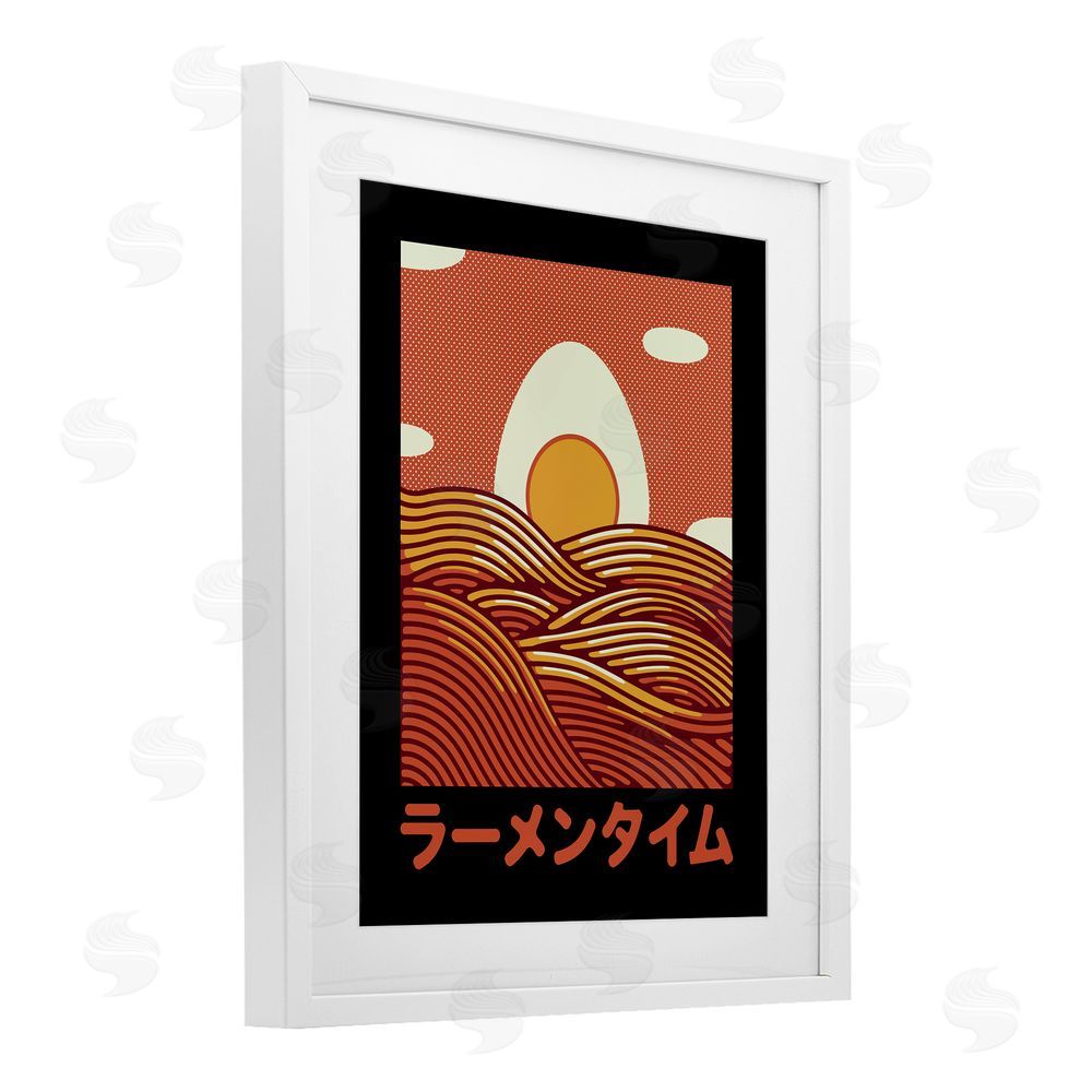 Tobe Fonseca Minimalist Egg & Ramen Sunset White Framed Print Under Glass Wall Art