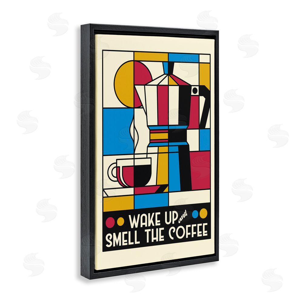 Tobe Fonseca Retro Wake Up & Smell Coffee Black Floating Frame Canvas Wall Art Print
