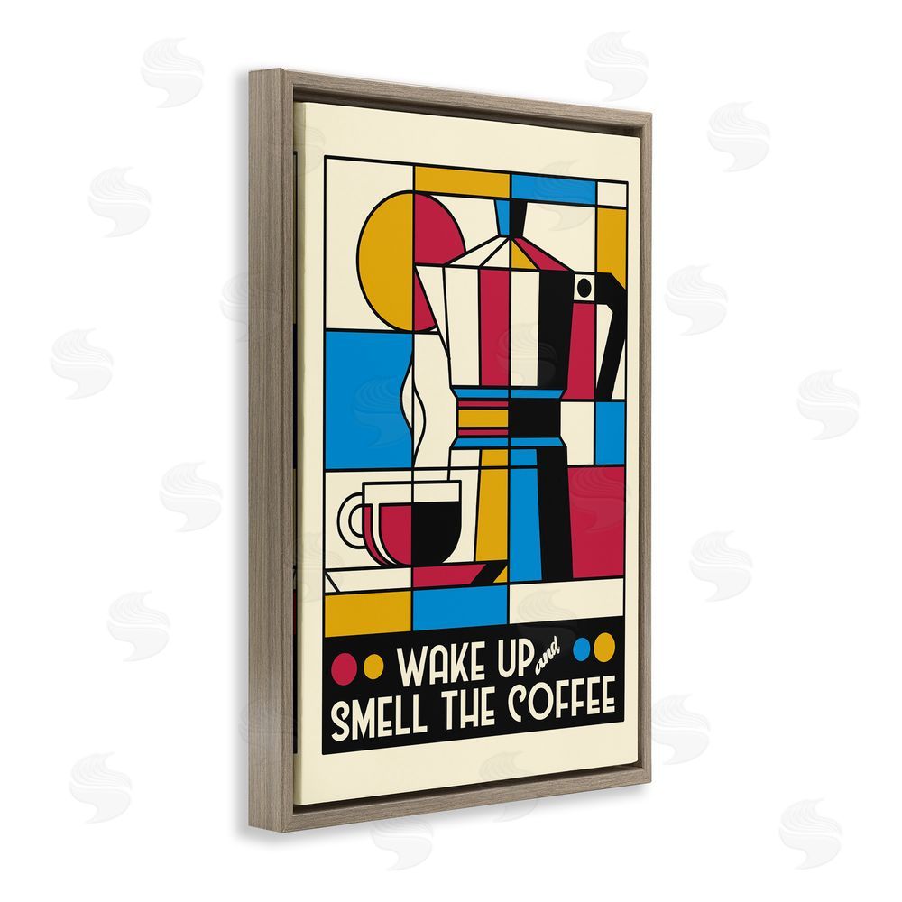 Tobe Fonseca Retro Wake Up & Smell Coffee Brown Floating Frame Canvas Wall Art Print