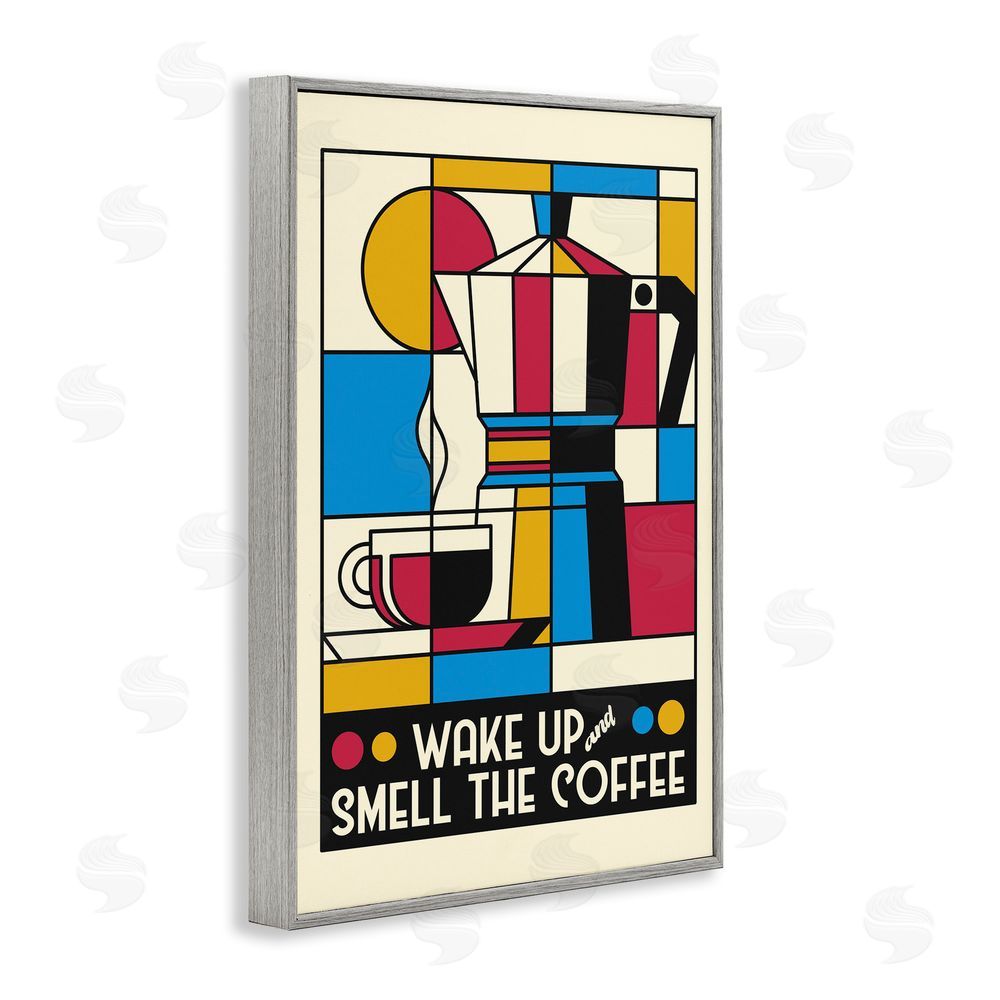 Tobe Fonseca Retro Wake Up & Smell Coffee Gray Framed Giclee Wall Art Print