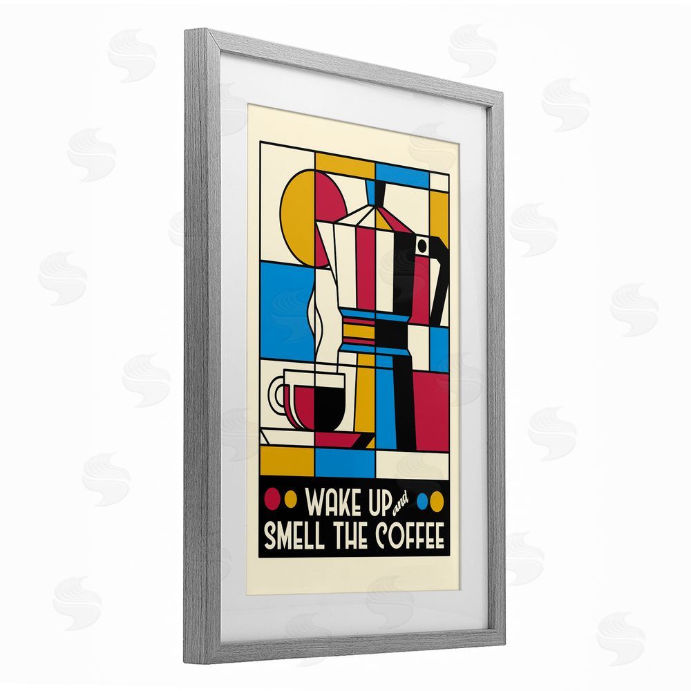 Tobe Fonseca Retro Wake Up & Smell Coffee Gray Framed Print Under Glass Wall Art