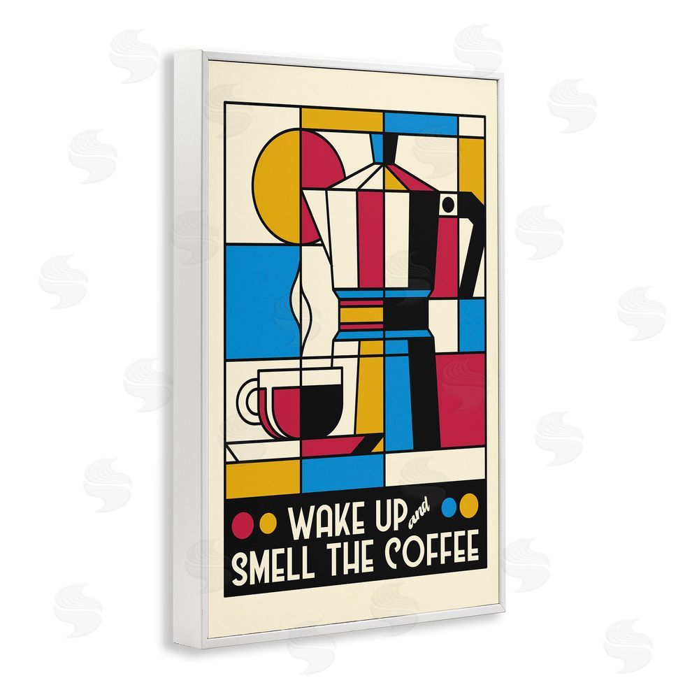 Tobe Fonseca Retro Wake Up & Smell Coffee White Framed Giclee Wall Art Print