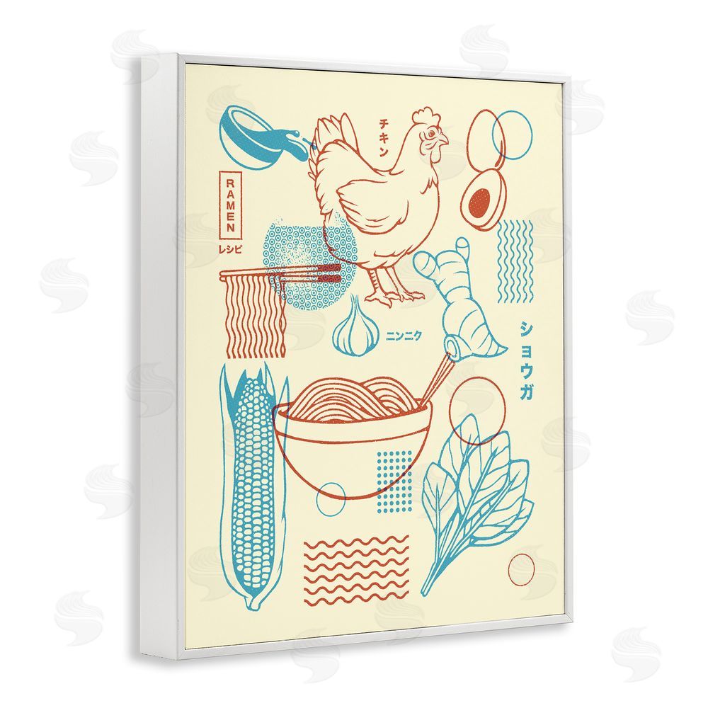 Tobe Fonseca Minimalist Ramen Ingredients White Framed Giclee Wall Art Print