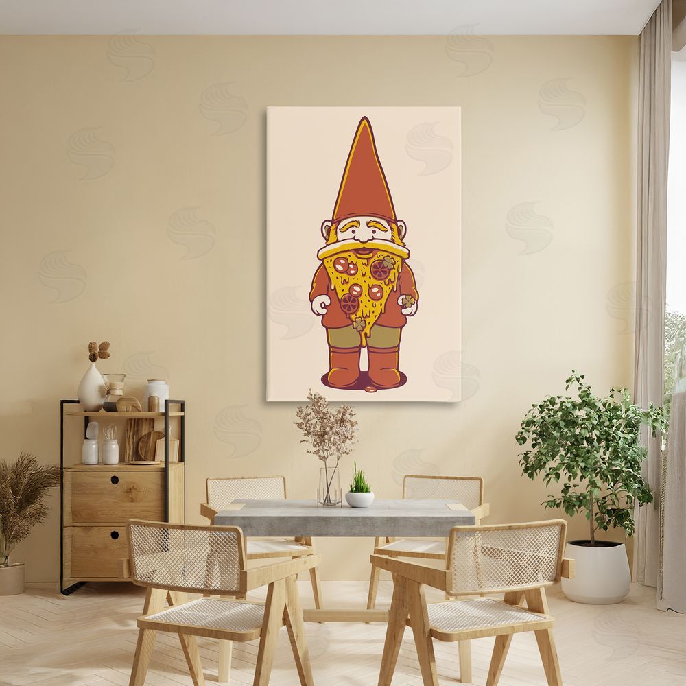 Tobe Fonseca Happy Pizza Gnome Stretched Canvas Wall Art in Room