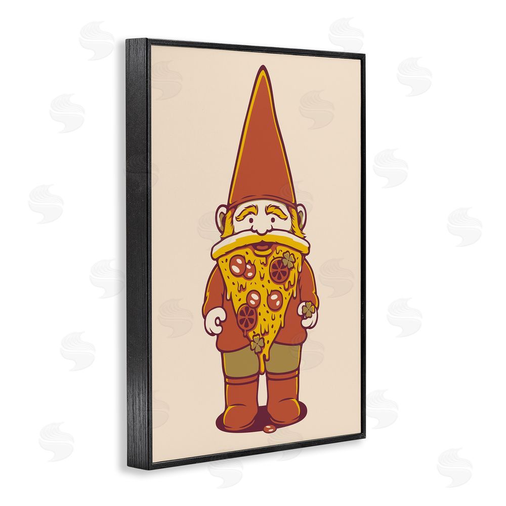 Tobe Fonseca Happy Pizza Gnome Black Framed Giclee Wall Art Print