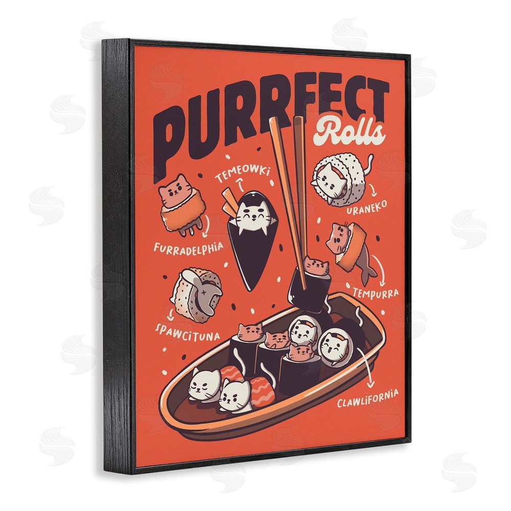 Tobe Fonseca Purrfect Rolls Sushi Cats Black Framed Giclee Wall Art Print
