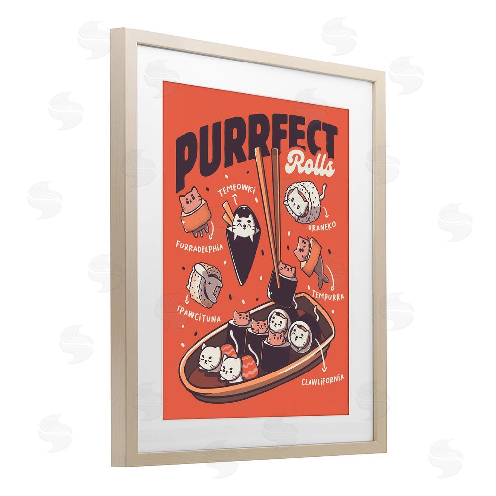 Tobe Fonseca Purrfect Rolls Sushi Cats Brown Framed Print Under Glass Wall Art