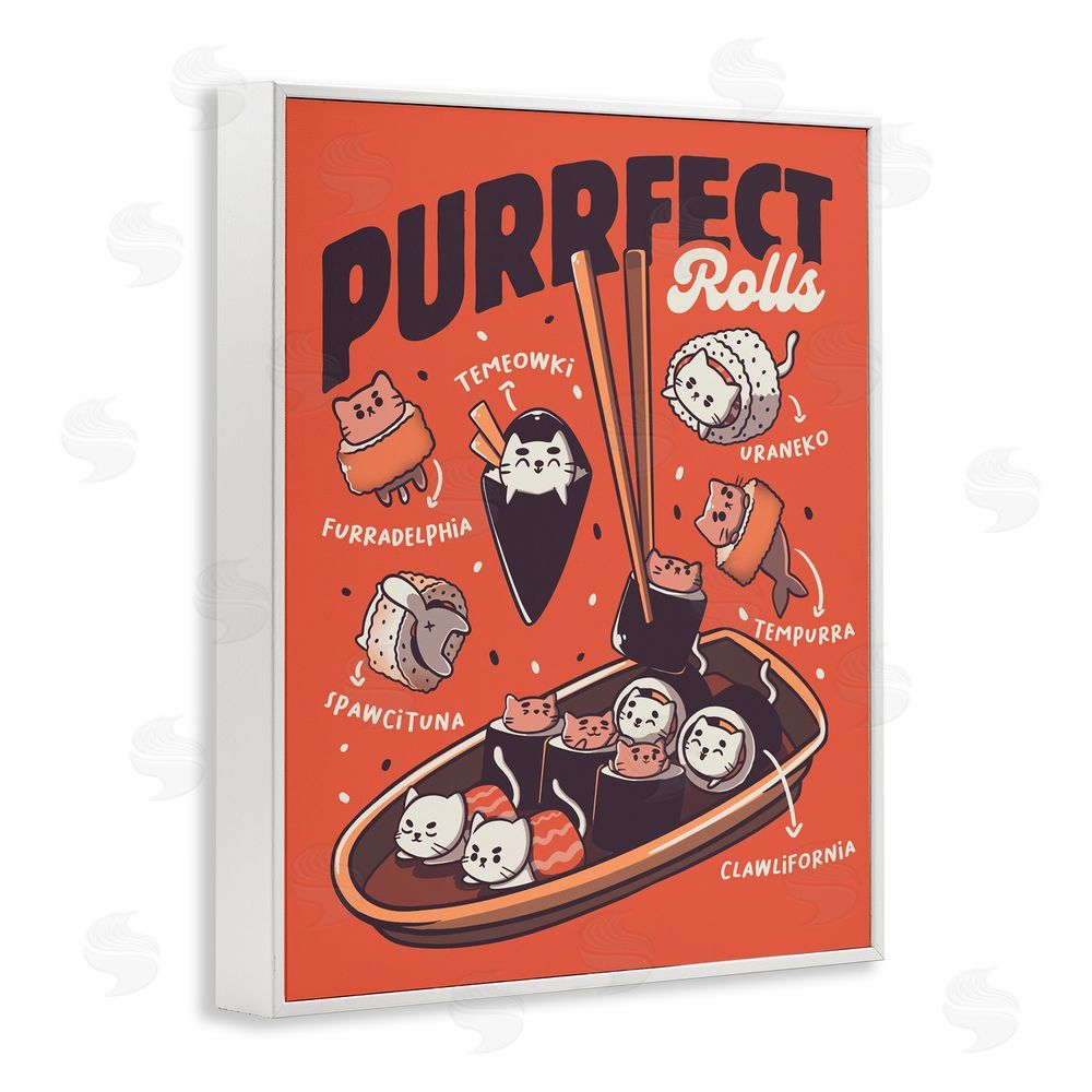 Tobe Fonseca Purrfect Rolls Sushi Cats White Framed Giclee Wall Art Print