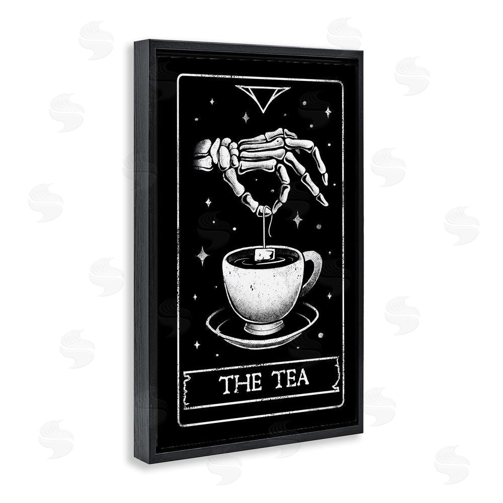 EduEly Designs The Tea Skeleton Tarot Black Floating Frame Canvas Wall Art Print