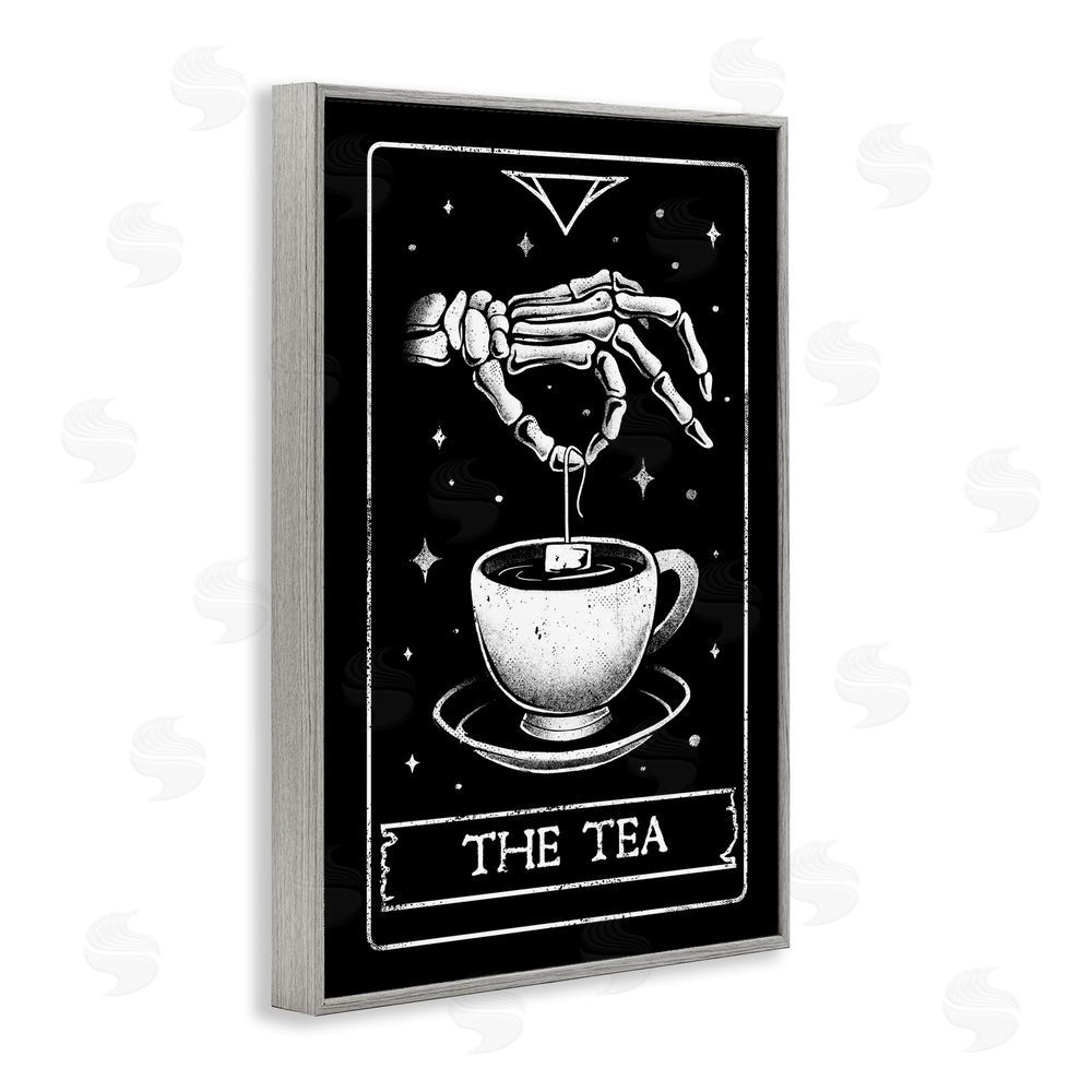 EduEly Designs The Tea Skeleton Tarot Gray Framed Giclee Wall Art Print