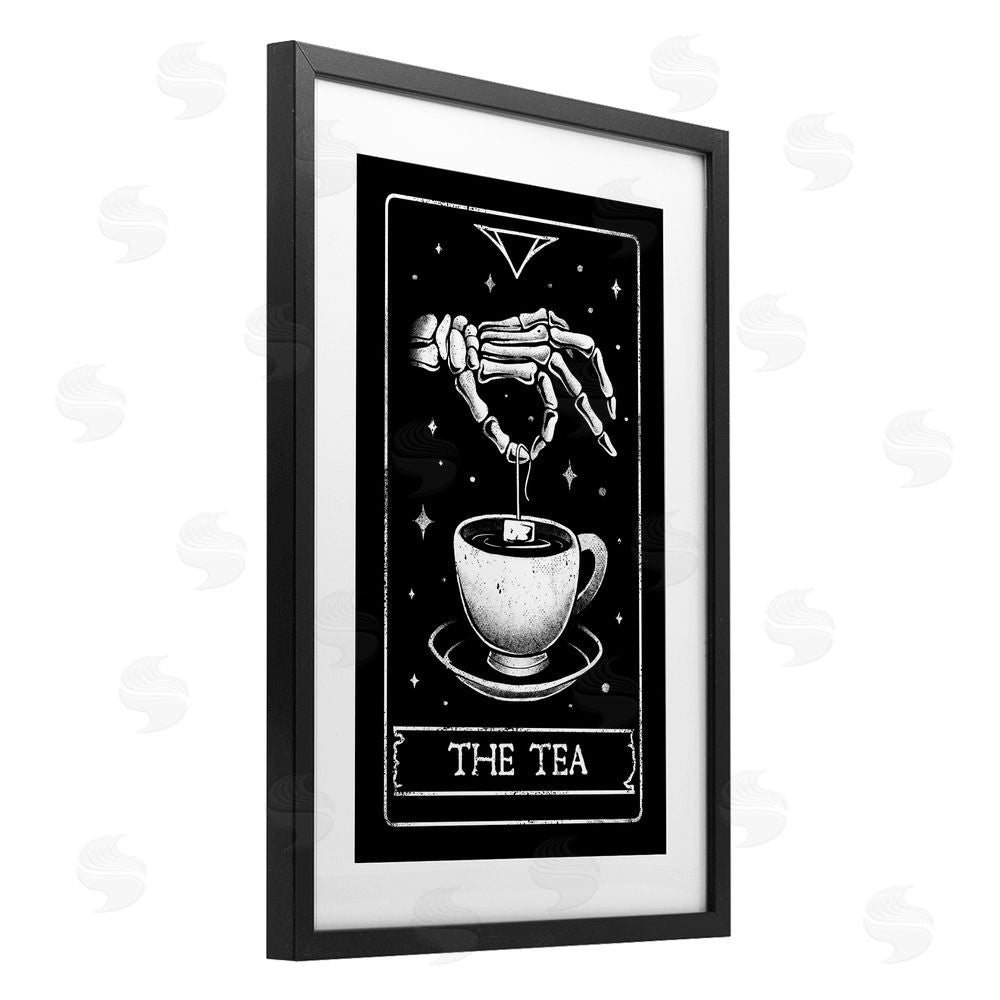 EduEly Designs The Tea Skeleton Tarot Black Framed Print Under Glass Wall Art