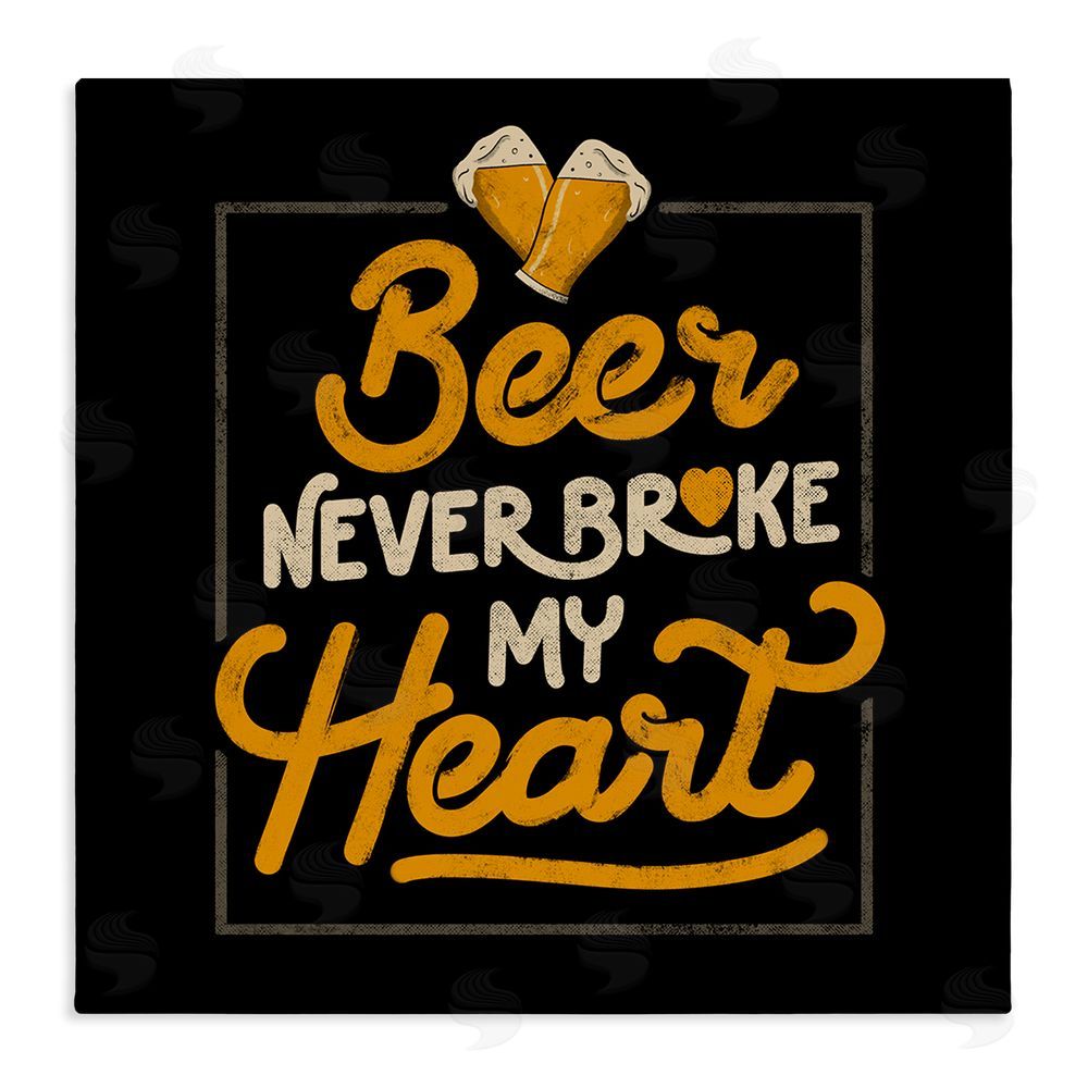 EduEly Designs Beer Never Broke My Heart Stretched Canvas Wall Art Print