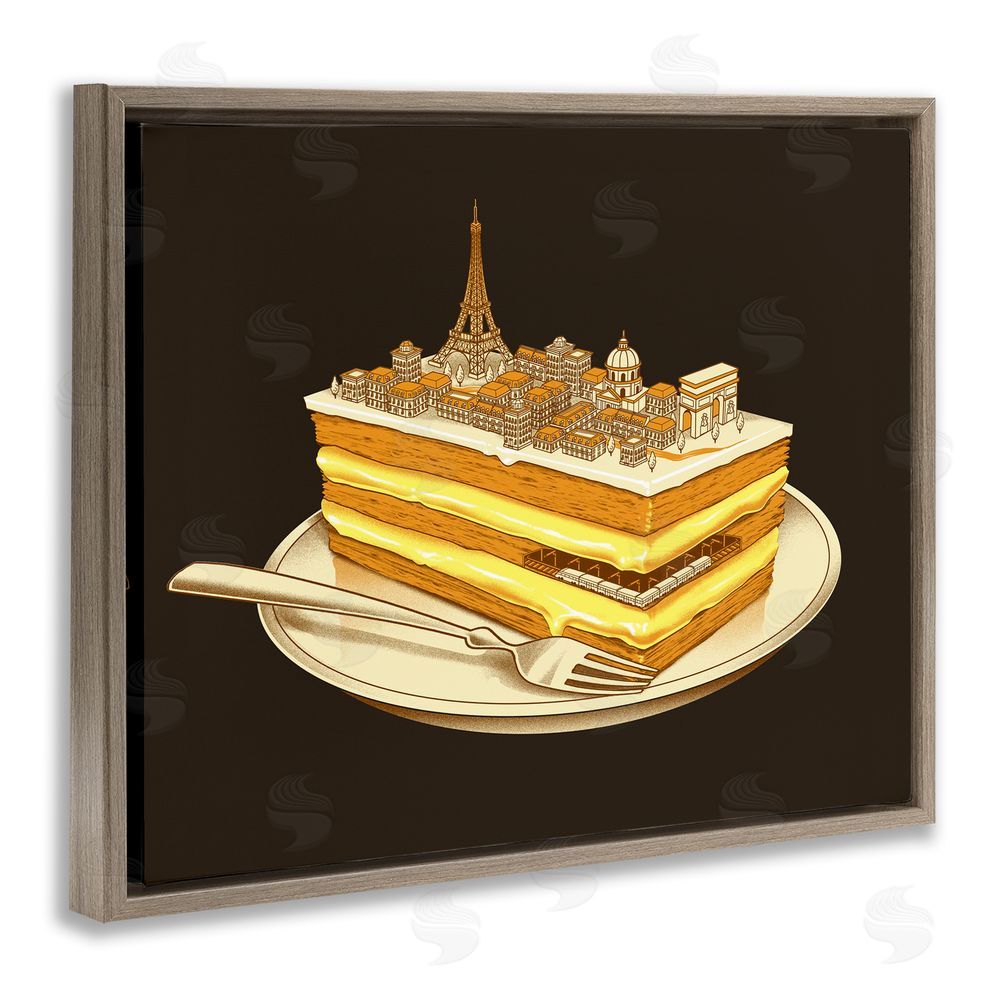 Tobe Fonseca Hungry For Travels Paris Brown Floating Frame Canvas Wall Art Print