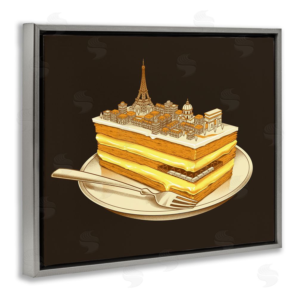 Tobe Fonseca Hungry For Travels Paris Gray Floating Frame Canvas Wall Art Print