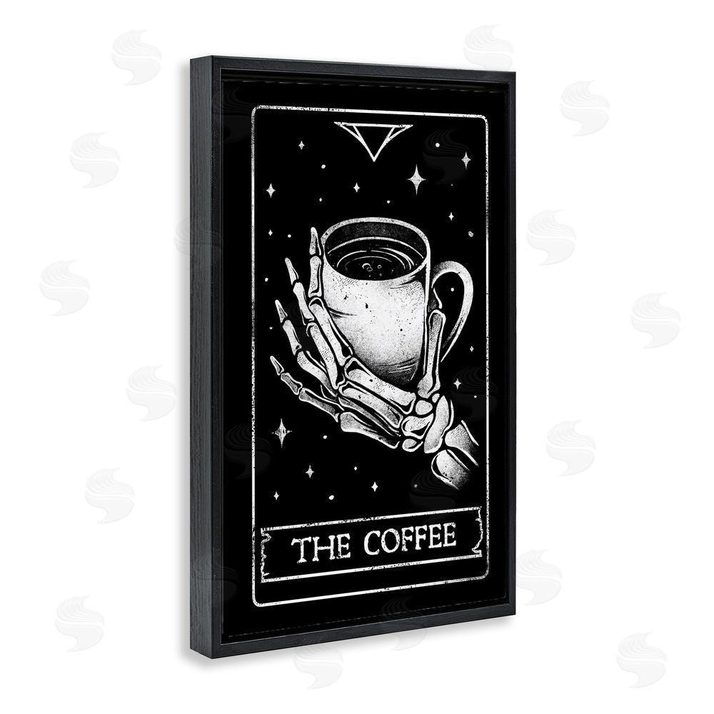 EduEly Designs The Coffee Tarot Card Black Floating Frame Canvas Wall Art Print