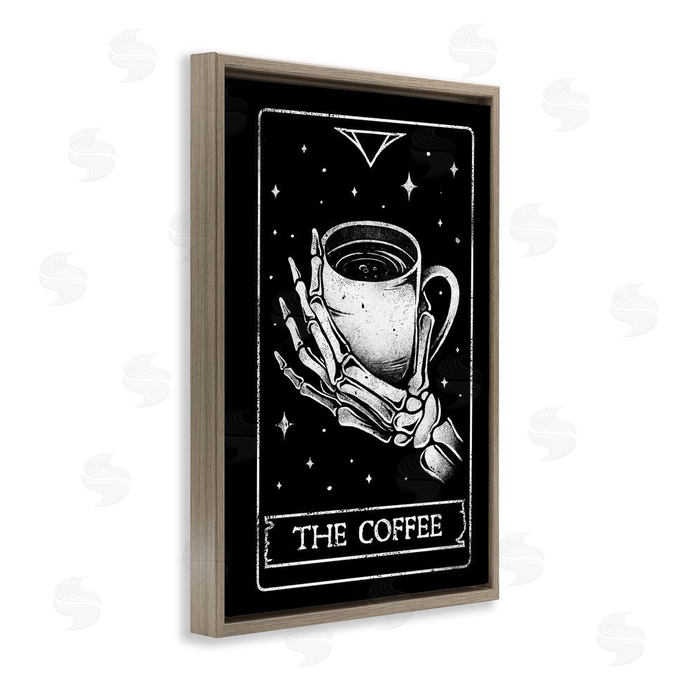 EduEly Designs The Coffee Tarot Card Brown Floating Frame Canvas Wall Art Print