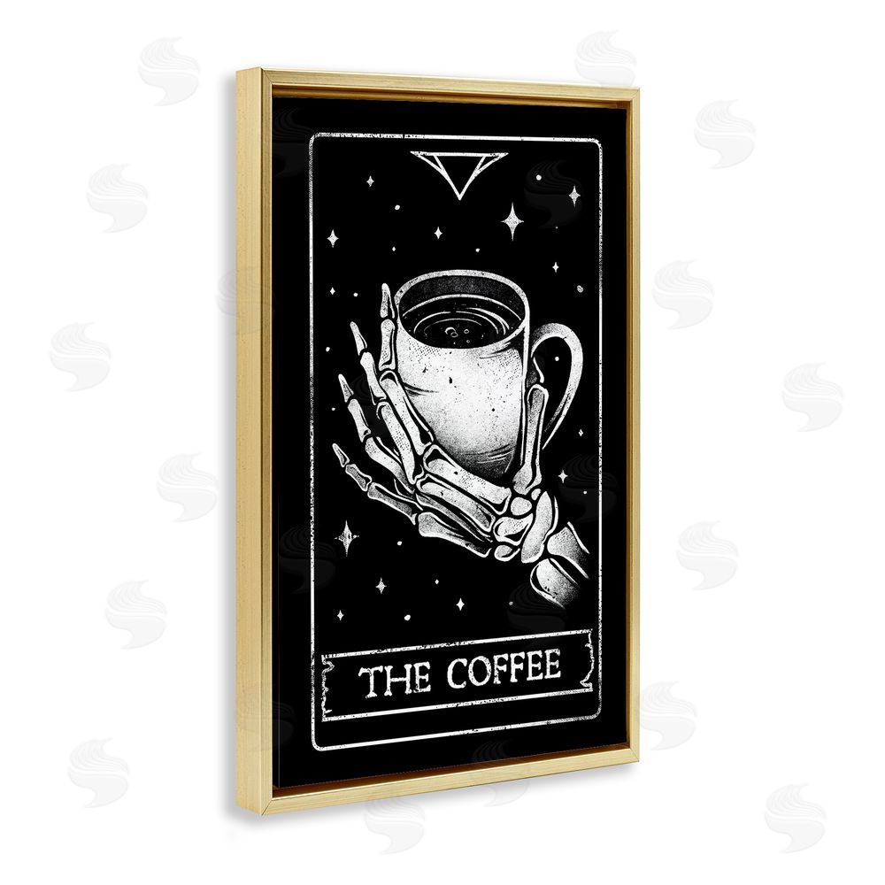 EduEly Designs The Coffee Tarot Card Gold Floating Frame Canvas Wall Art Print