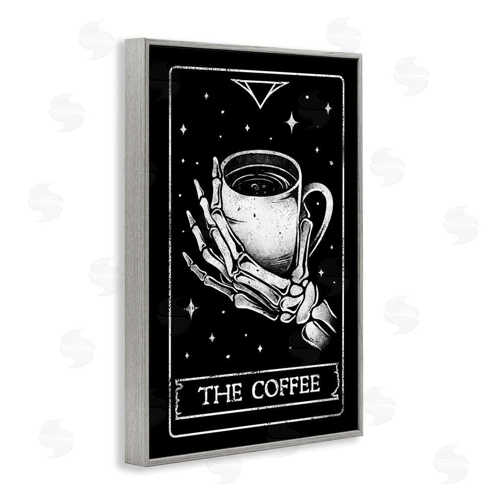 EduEly Designs The Coffee Tarot Card Gray Framed Giclee Wall Art Print