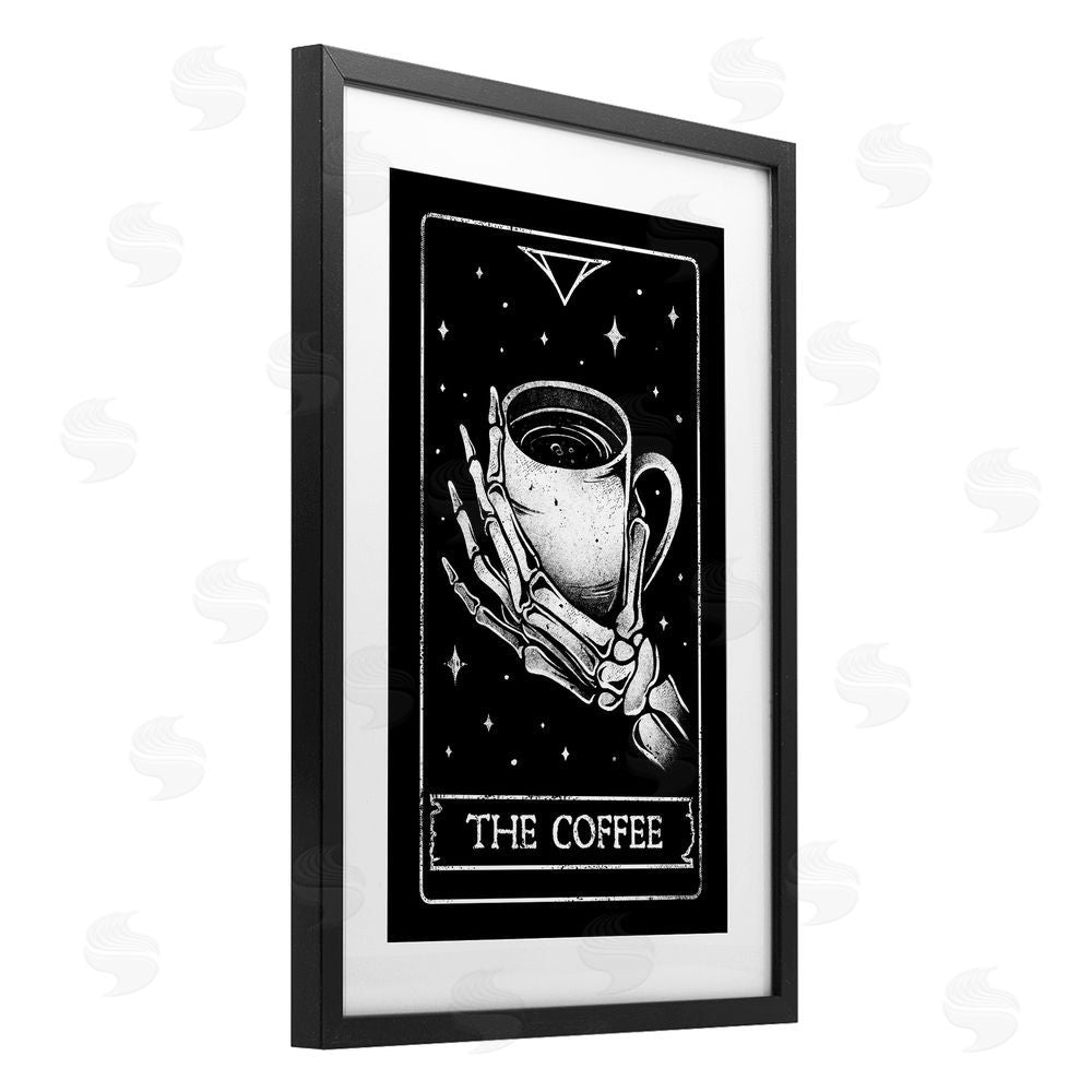 EduEly Designs The Coffee Tarot Card Black Framed Print Under Glass Wall Art