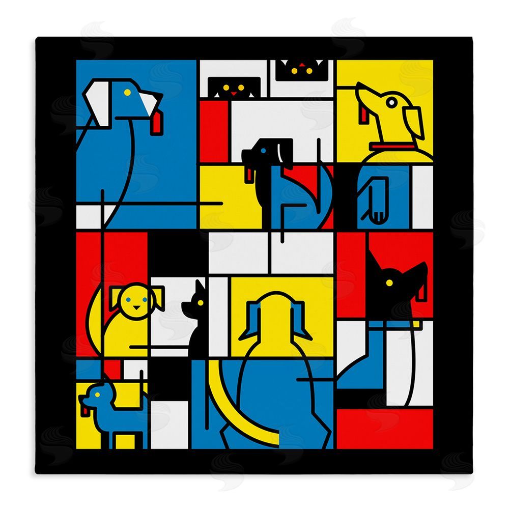 Tobe Fonseca Color Block Dogs Abstract Stretched Canvas Wall Art Print