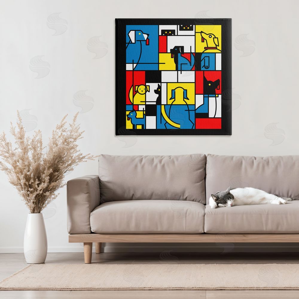 Tobe Fonseca Color Block Dogs Abstract Stretched Canvas Wall Art in Room