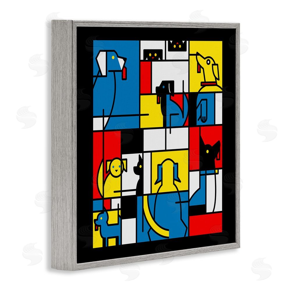 Tobe Fonseca Color Block Dogs Abstract Gray Framed Giclee Wall Art Print