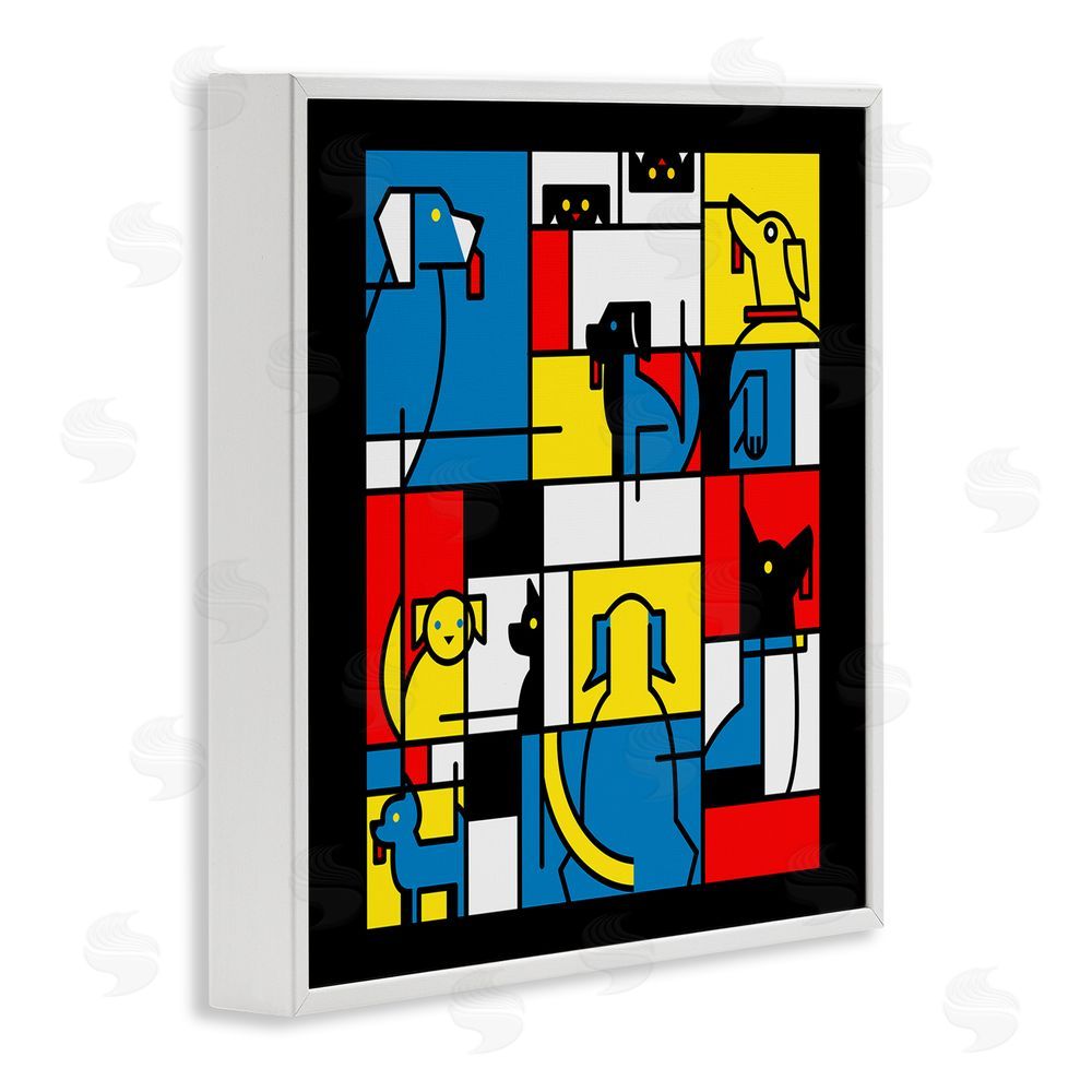 Tobe Fonseca Color Block Dogs Abstract White Framed Giclee Wall Art Print