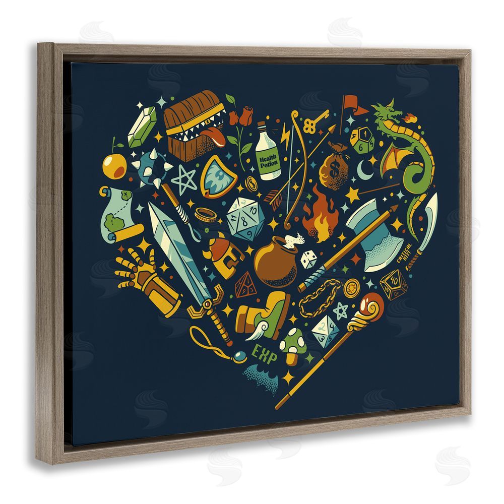 Tobe Fonseca Board Game RPG Trinkets Brown Floating Frame Canvas Wall Art Print