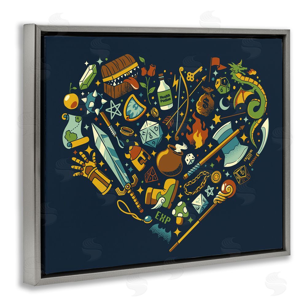 Tobe Fonseca Board Game RPG Trinkets Gray Floating Frame Canvas Wall Art Print