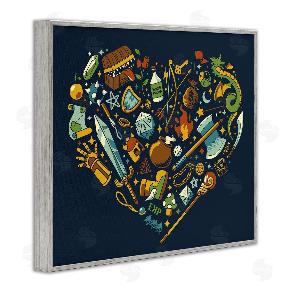 Tobe Fonseca Board Game RPG Trinkets Gray Framed Giclee Wall Art Print