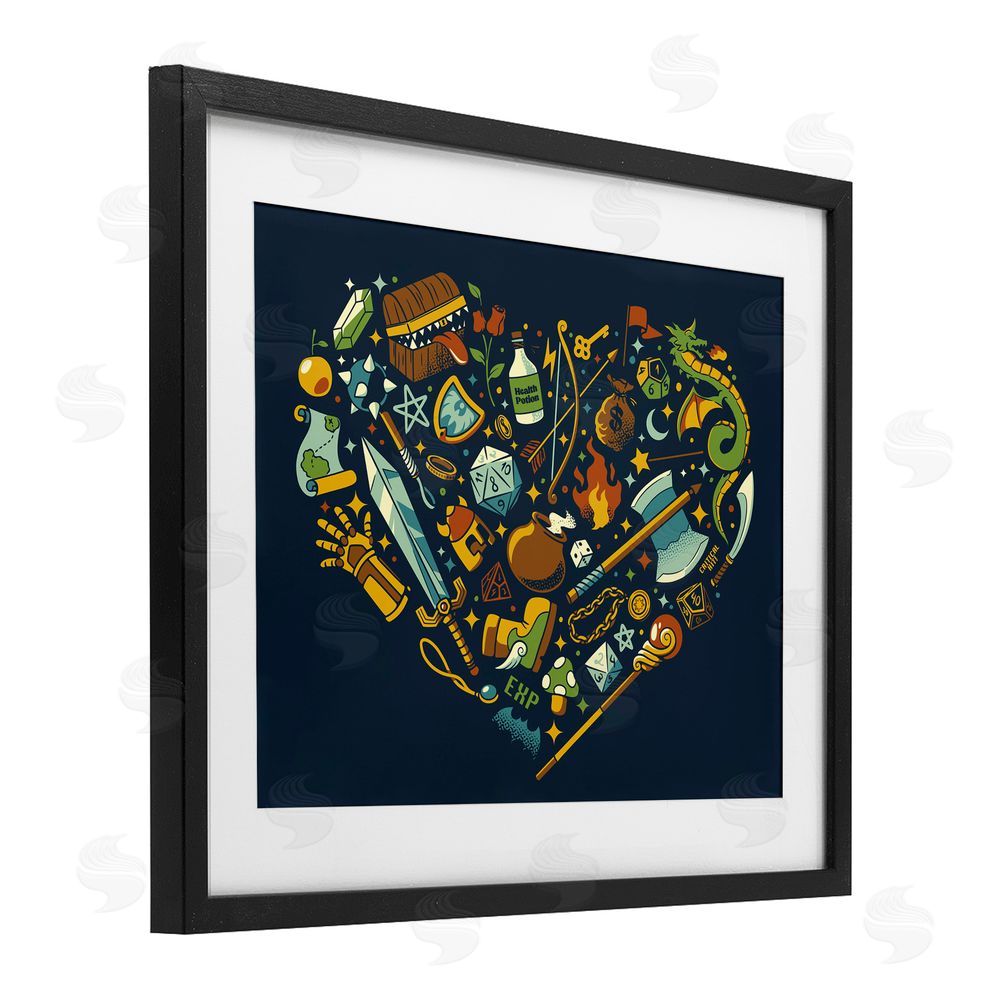 Tobe Fonseca Board Game RPG Trinkets Black Framed Print Under Glass Wall Art