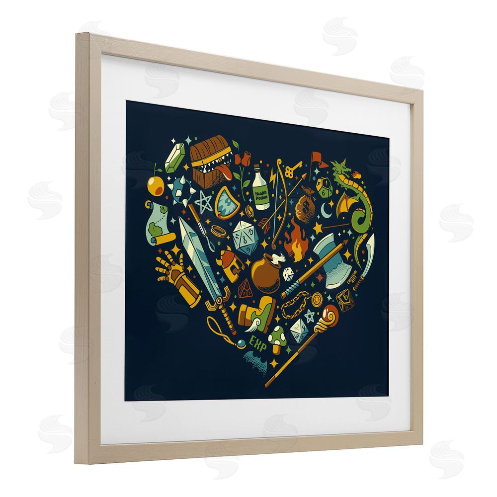 Tobe Fonseca Board Game RPG Trinkets Brown Framed Print Under Glass Wall Art