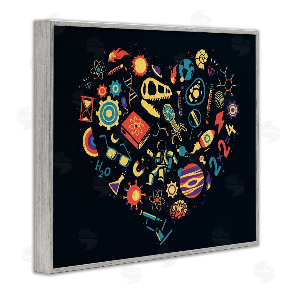 Tobe Fonseca Retro Science Heart Gray Framed Giclee Wall Art Print