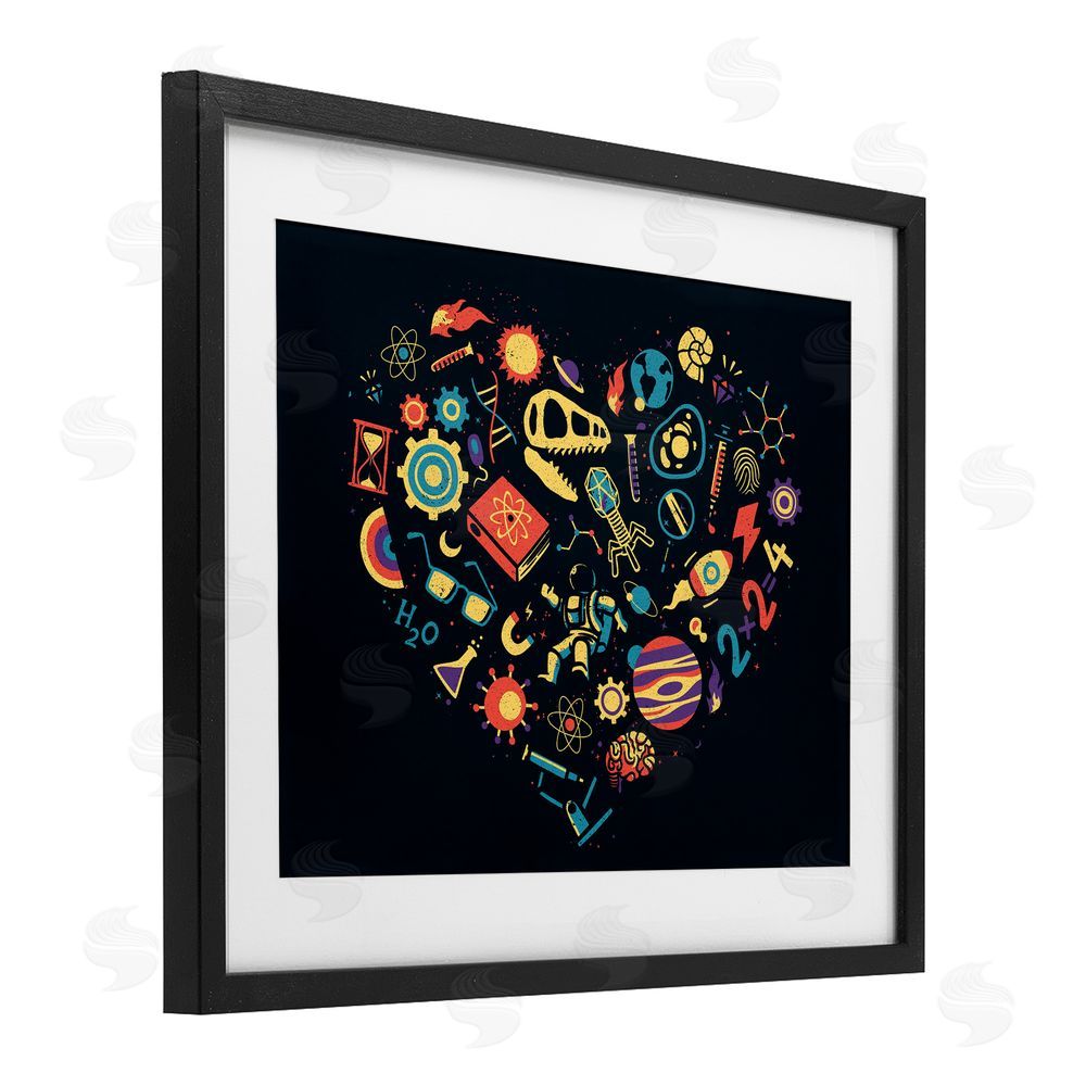 Tobe Fonseca Retro Science Heart Black Framed Print Under Glass Wall Art