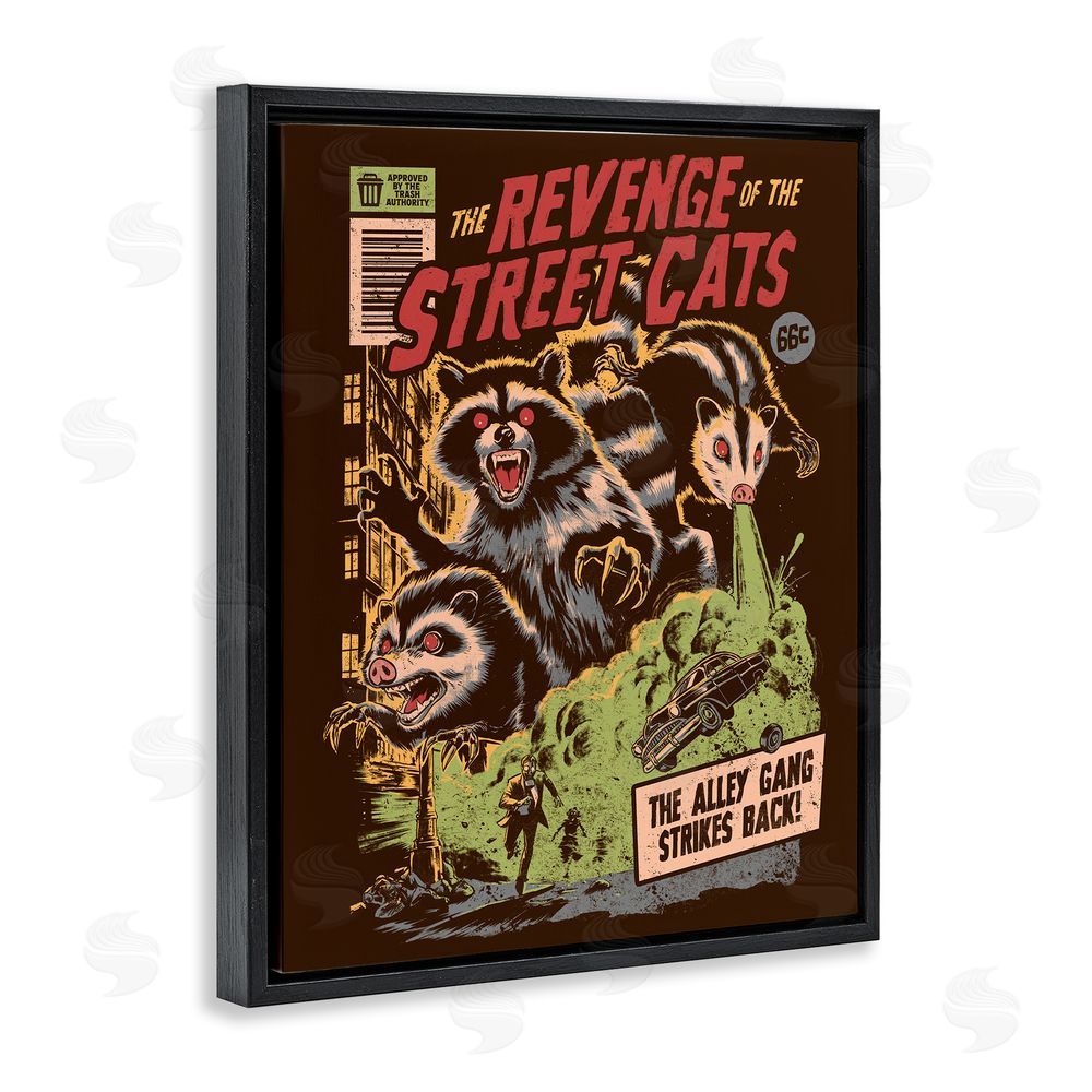 EduEly Designs Revenge Of Street Cats Black Floating Frame Canvas Wall Art Print