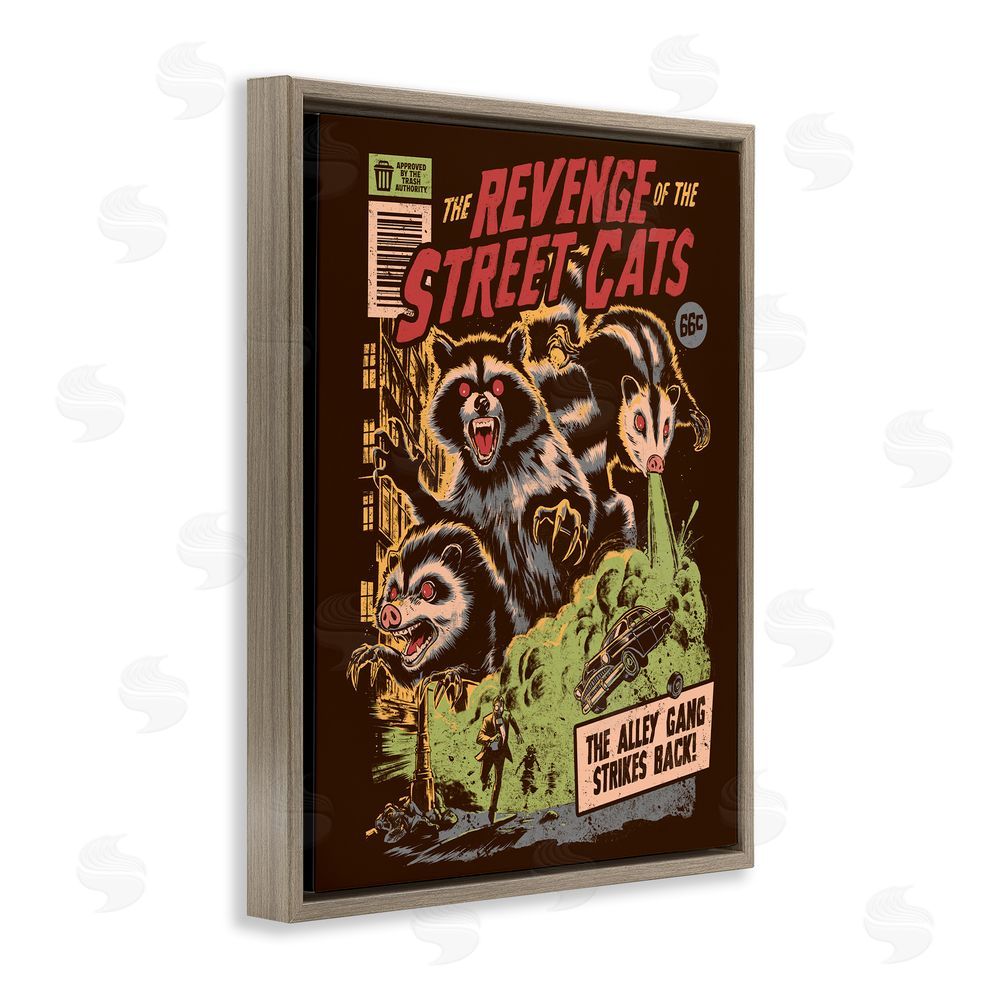 EduEly Designs Revenge Of Street Cats Brown Floating Frame Canvas Wall Art Print