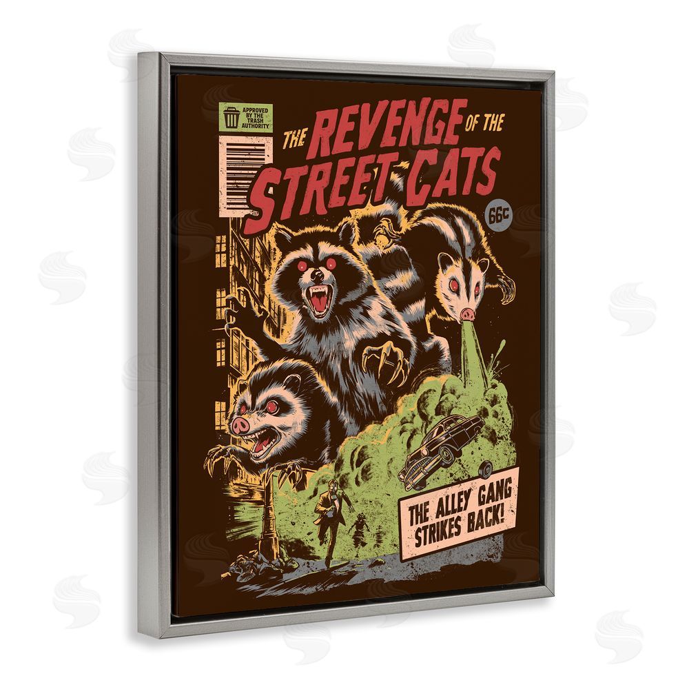EduEly Designs Revenge Of Street Cats Gray Floating Frame Canvas Wall Art Print