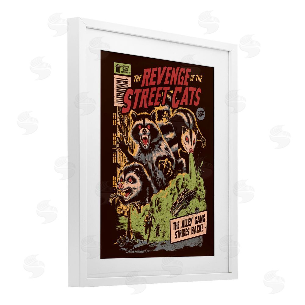 EduEly Designs Revenge Of Street Cats White Framed Print Under Glass Wall Art